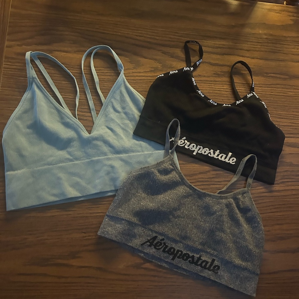 Aeropostale (2) Women's Camisole Trio - Black, Gray, and (1) light Bluegreen